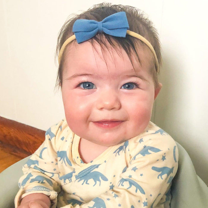 Baby Wisp - Baby Wisp Headband - Thali Faux Suede Bow - Muted Mint - 0M+