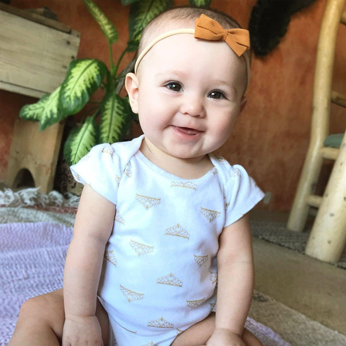 Baby Wisp - Baby Wisp Headband - Thali Faux Suede Bow - Muted Mint - 0M+