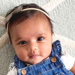 Baby Wisp - Baby Wisp Headband - Thali Faux Suede Bow - Muted Mint - 0M+