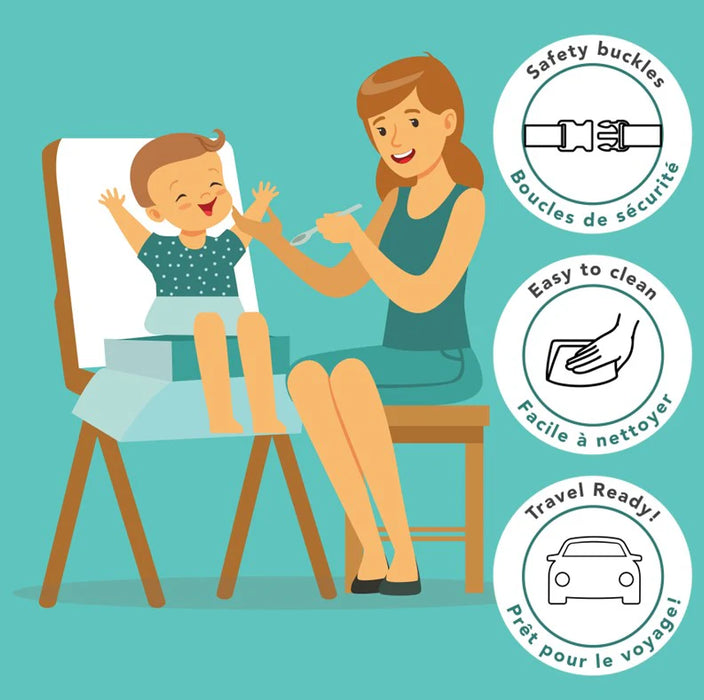 Baby Works® Keep It Clean Toddler Booster Seat – Portable Dining Seat (Grey)