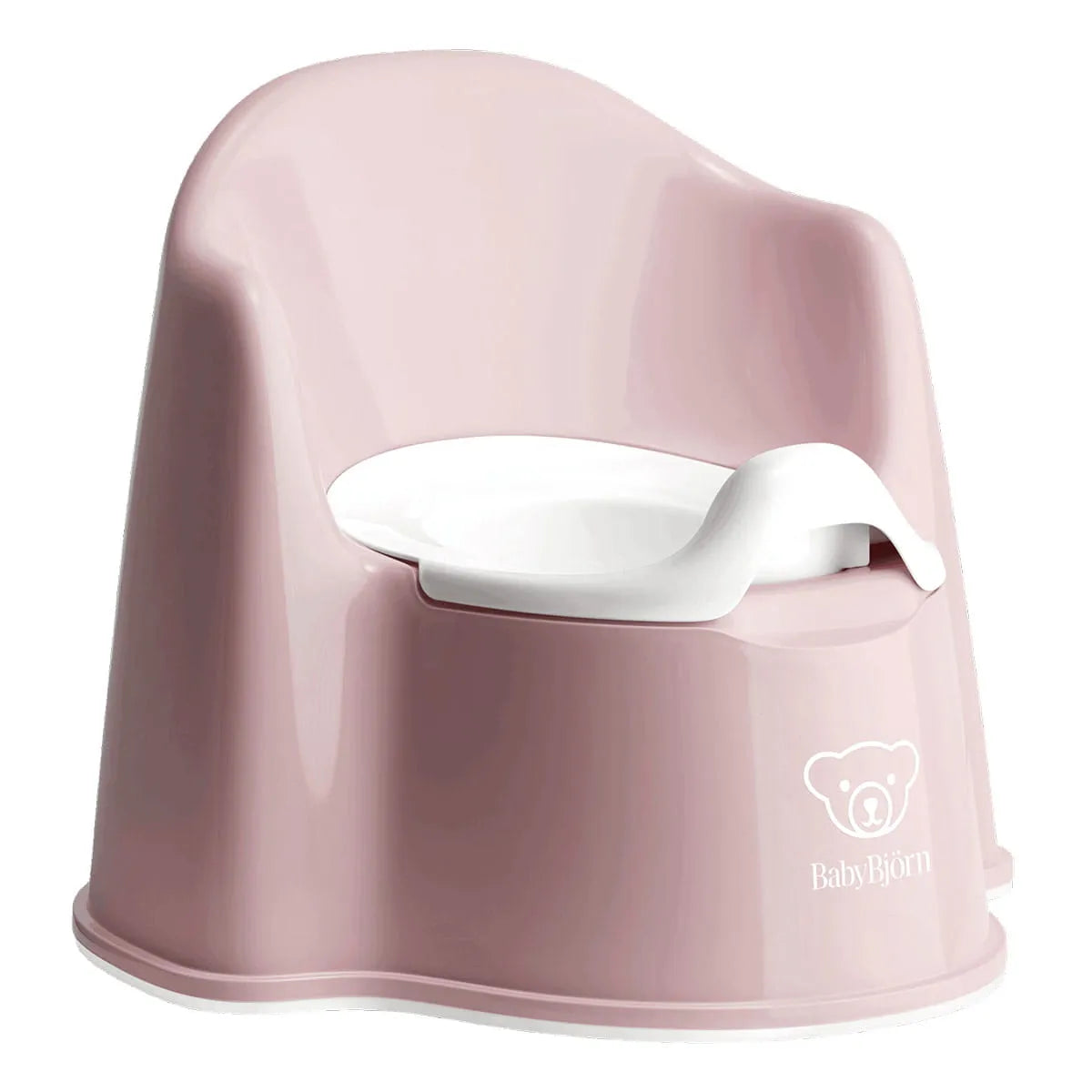 Powder Pink baby toddler potty chair with high back and splash guard, suitable for potty training