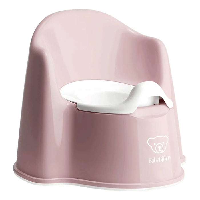 Powder Pink baby toddler potty chair with high back and splash guard, suitable for potty training