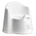 White and grey baby toddler potty chair with high back and splash guard, suitable for potty training