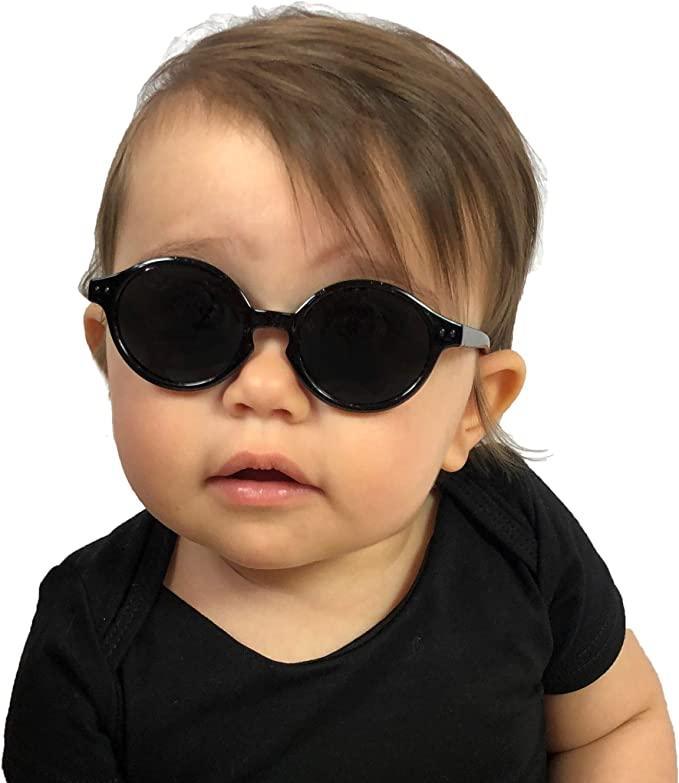 Babyfied Apparel - Babyfield Apparel Glossy Black Baby Sunglasses with Strap 0-24m