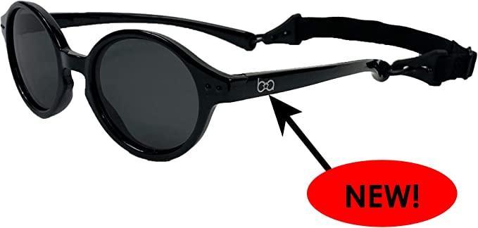 Babyfied Apparel - Babyfield Apparel Glossy Black Baby Sunglasses with Strap 0-24m