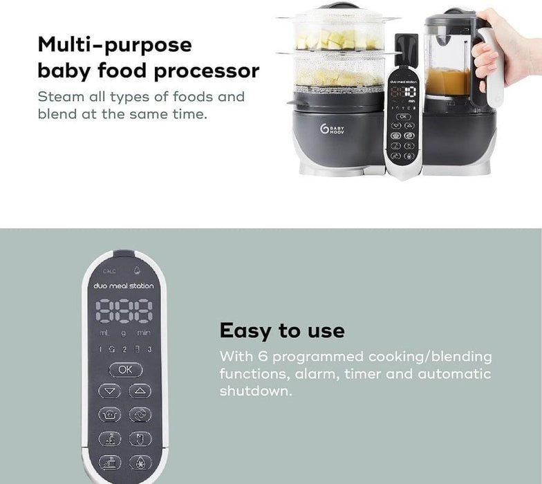 Babymoov® - Babymoov Duo Meal Station: 6-in-1 Baby Food Maker - Industrial Grey