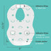 Babyworks biodegradable disposable baby bib with adhesive strips and crumb catcher on a teal background.