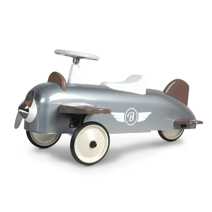 Baghera Speedster Plane Ride-On Car for Kids 2+ – Vintage Metal Airplane Ride-On