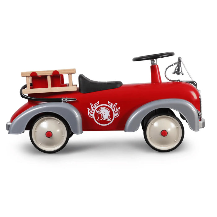 Baghera Speedster Fireman Ride-On Car for Kids 2+ – Vintage Metal Fire Truck Toy