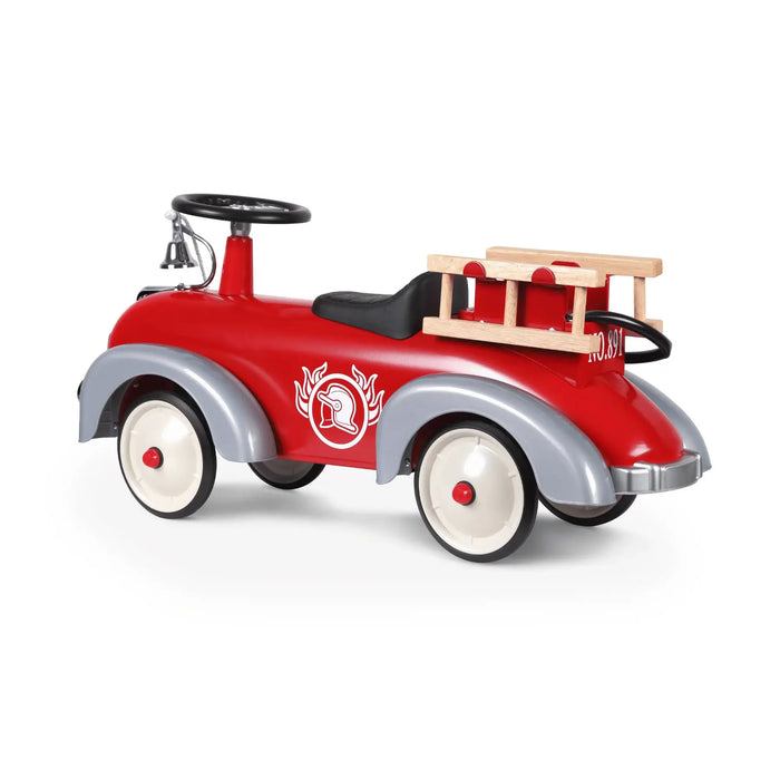 Baghera Speedster Fireman Ride-On Car for Kids 2+ – Vintage Metal Fire Truck Toy