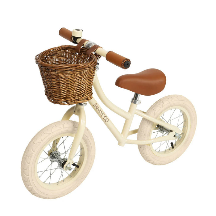 Banwood First Go 12" Balance Bike with Wicker Basket – Kids Training Bicycle