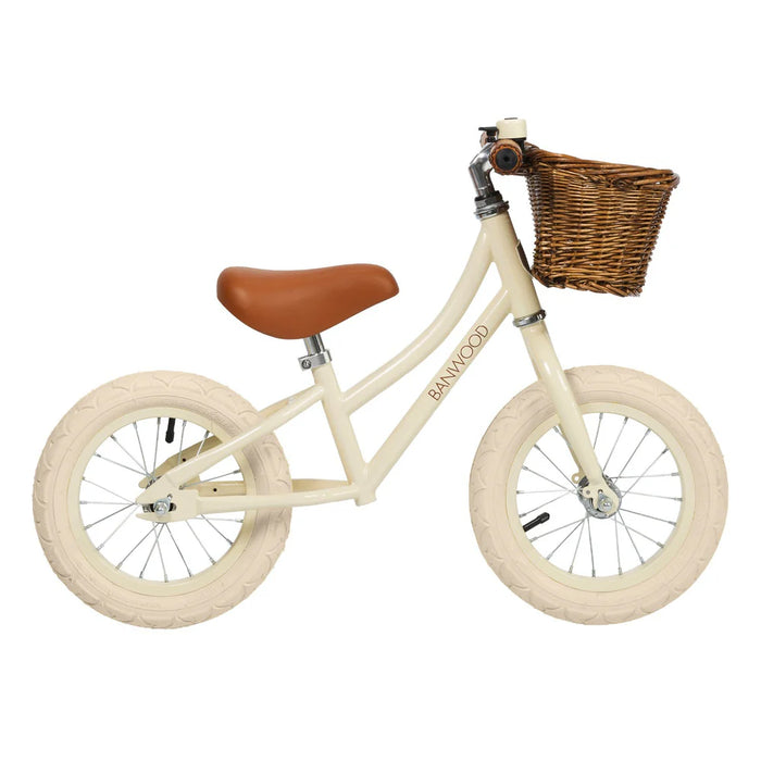 Banwood First Go 12" Balance Bike with Wicker Basket – Kids Training Bicycle