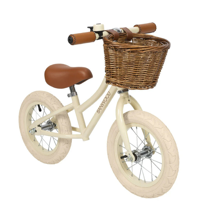 Banwood First Go 12" Balance Bike with Wicker Basket – Kids Training Bicycle