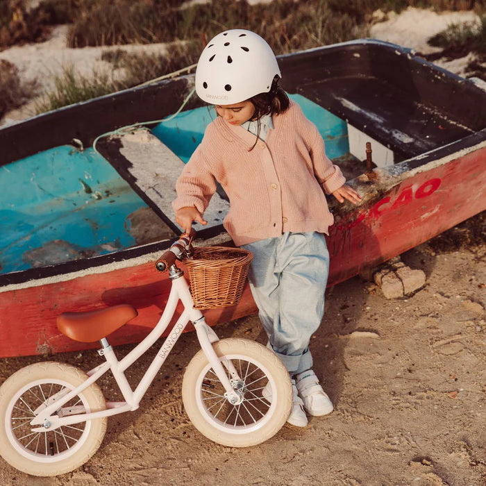 Banwood First Go 12" Balance Bike with Wicker Basket – Kids Training Bicycle