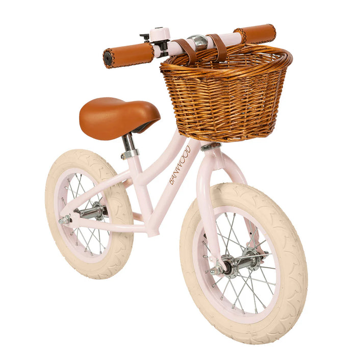 Banwood First Go 12" Balance Bike with Wicker Basket – Kids Training Bicycle