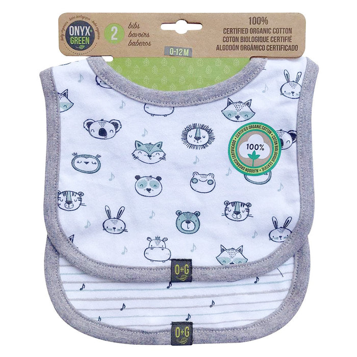 Bavoirs en coton biologique pour bébé Onyx & Green - Lot de 2