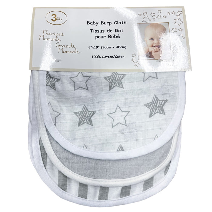 Serviette pour le rot en mousseline 100% coton dePrecious Moments  – Lot de 3