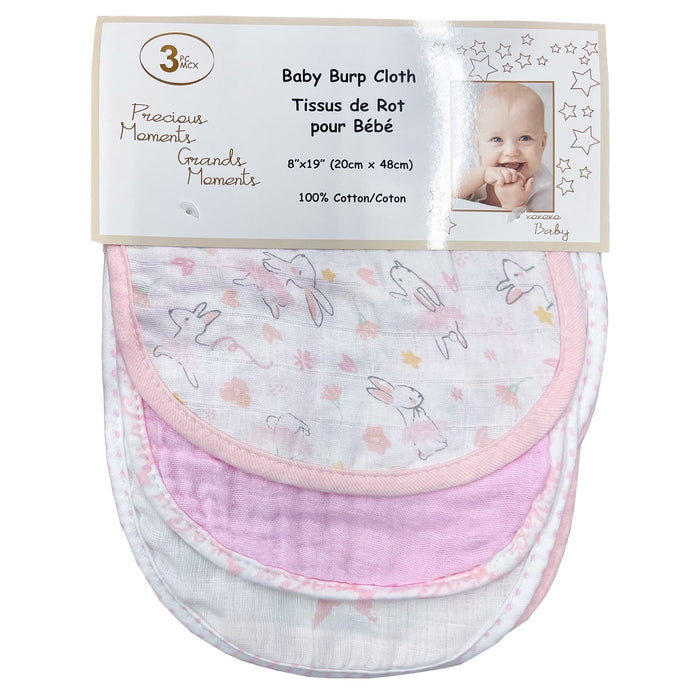 Serviette pour le rot en mousseline 100% coton dePrecious Moments  – Lot de 3