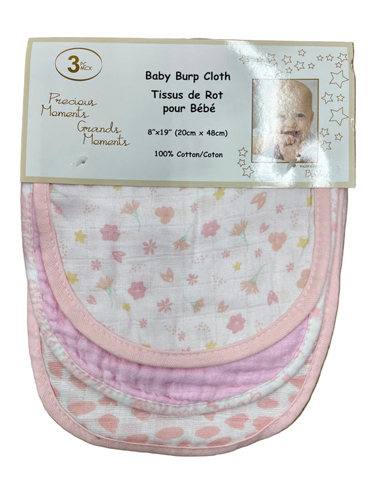 Precious Moments 100% Cotton Muslin Burpcloths - 3-Pack