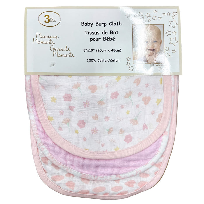 Serviette pour le rot en mousseline 100% coton dePrecious Moments  – Lot de 3