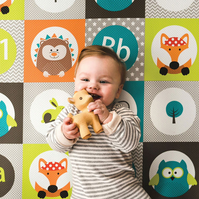 bblüv – Mülti Tapis de jeux doux, réversible et sécuritaire pour bébé - Routes de la forêt