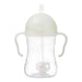 bbox baby toddler sippy cup glow in the dark shown upright with handles and straw on white background.