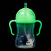 bbox baby toddler sippy cup glow in the dark shown upright with two handles on a black background