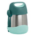 b.box insulated food jar 335ml emerald forest shown upright with attached spork on white background.