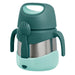 b.box insulated food jar 335ml in emerald forest with attached spork, shown upright on white background.