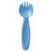Blue kids' spork utensil shown upright on a plain white background.