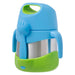 b.box insulated food jar 335ml Ocean Breeze shown upright with blue lid, spork, and green base.