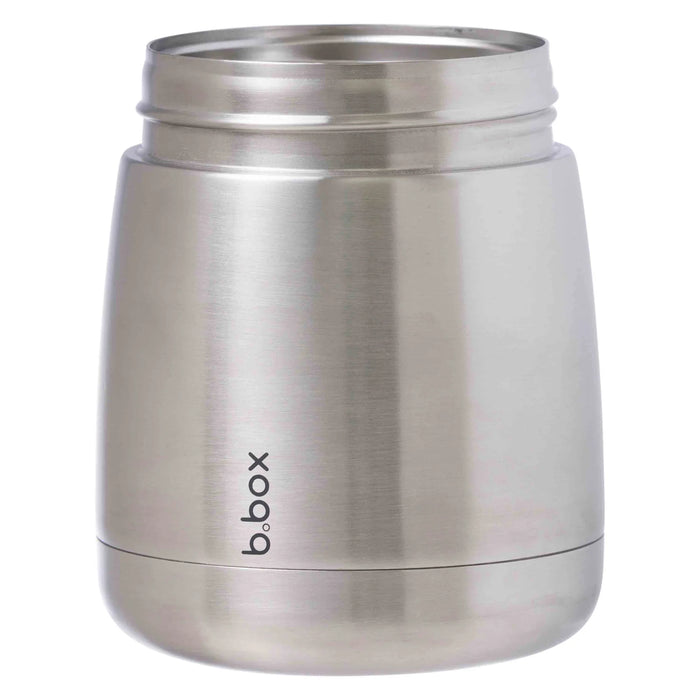 b.box insulated food jar 335ml in stainless steel shown upright on a white background.