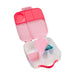 Bbox lunchbox Flamingo Fizz shown open with pink compartments and ice pack inside.