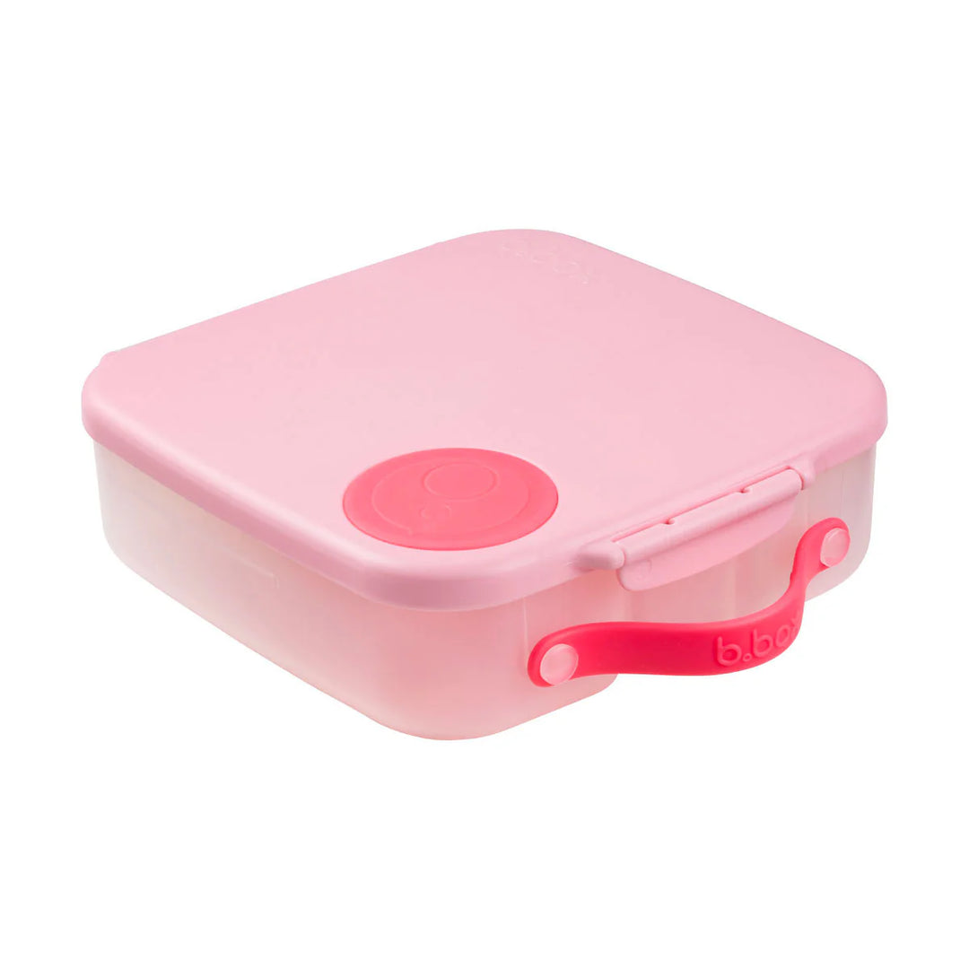 b.box lunchbox Flamingo Fizz in light pink with a pink latch, shown on a plain white background.