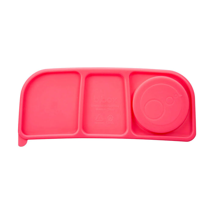 b.box lunchbox Flamingo Fizz shown empty, featuring three compartments on a white background.