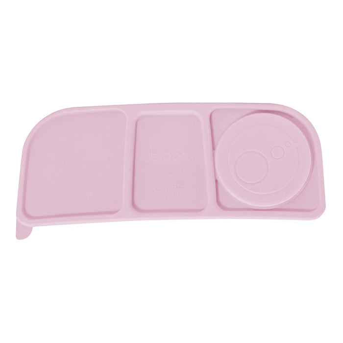 b.box lunchbox indigo rose lid shown flat on a white background with divided compartments.