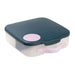 b.box lunchbox indigo rose shown closed on a white background with visible pink handle and latch.