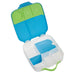 bbox lunchbox ocean breeze open on white background, showing blue and green compartments.