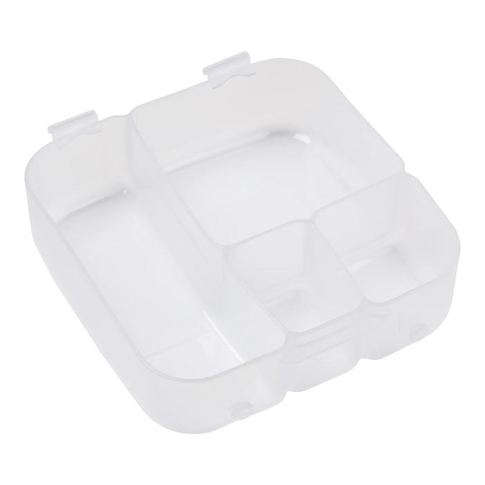 Bbox lunchbox Ocean Breeze clear inner tray with five compartments shown on white background.