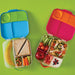 bbox lunchbox Ocean Breeze filled with assorted healthy foods on a green background.