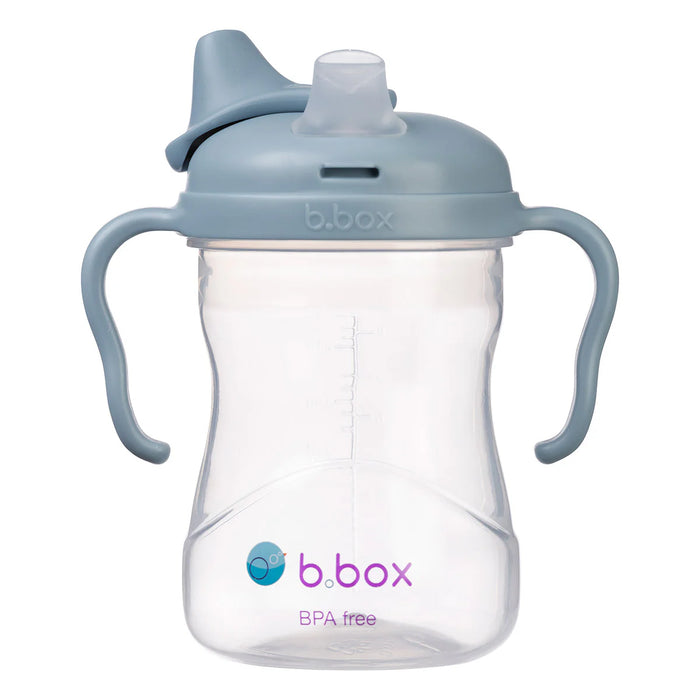 b.box silicone training sippy cup in blush ocean sage colors, shown upright on white background.