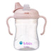 b.box silicone sippy cup in blush color shown upright with two easy-grip handles and soft spout.