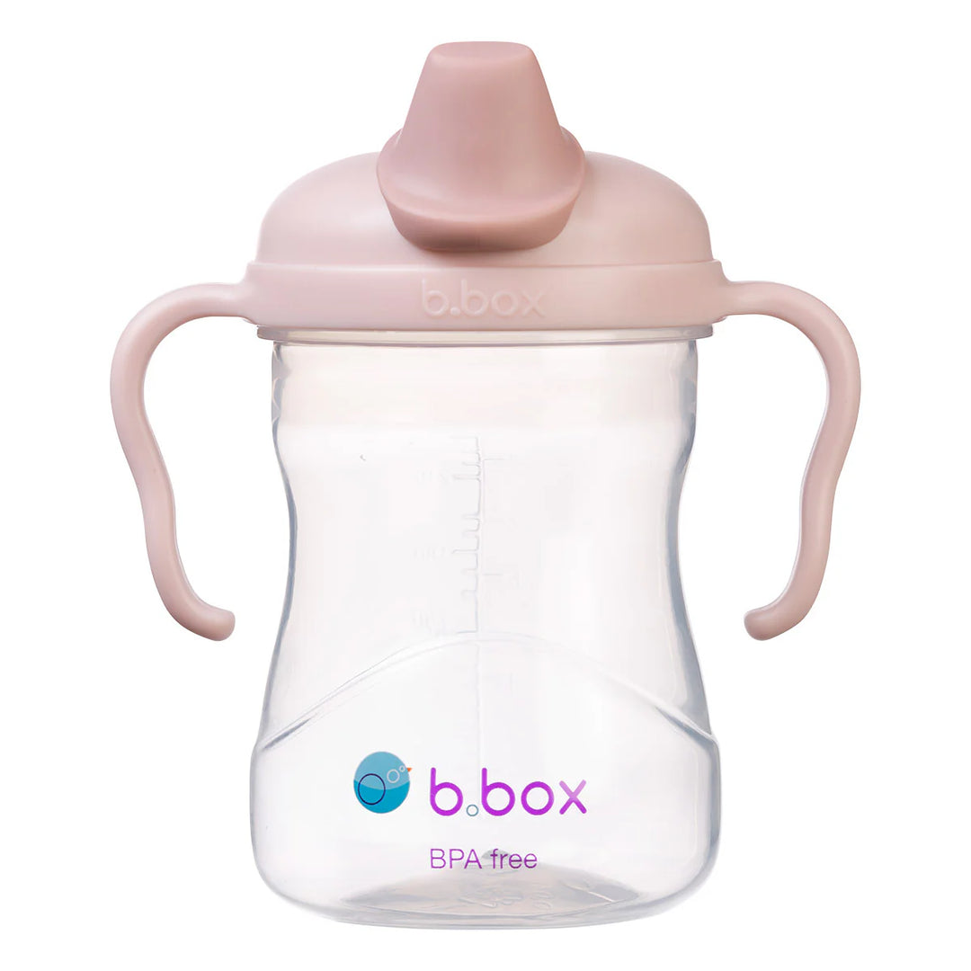 b.box silicone sippy cup in blush color shown upright on a plain white background.