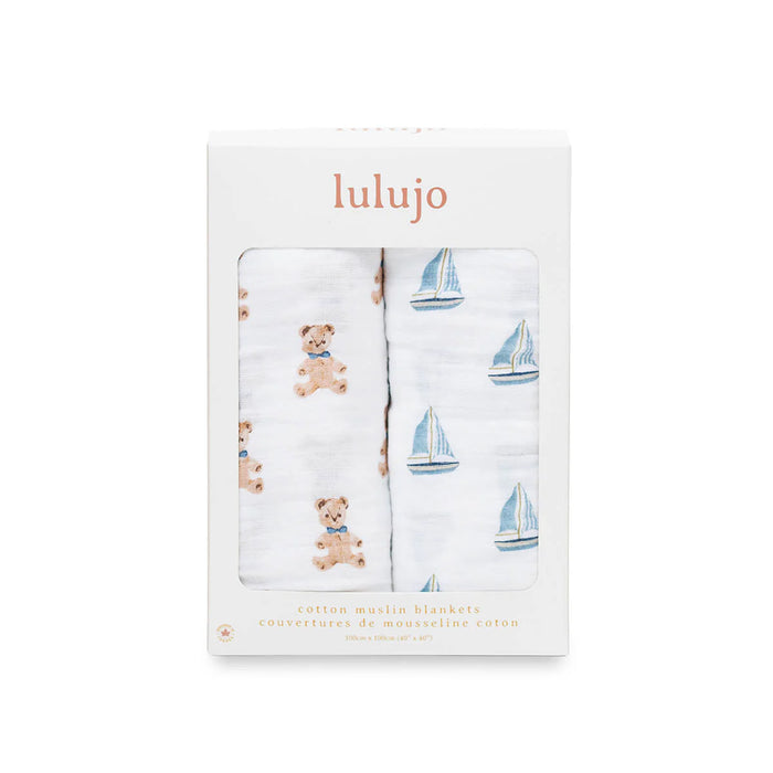 Couverture en mousseline de coton pour bébé de Lulujo - Lot de 2