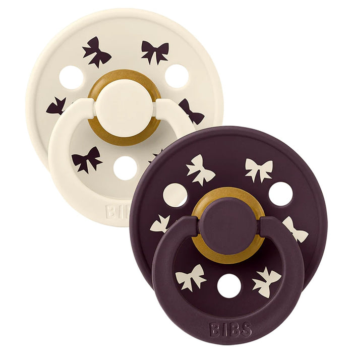 Bibs Original Natural Latex Rubber Pacifiers | ROUND Nipple | 2 COLORS in 1 Pack