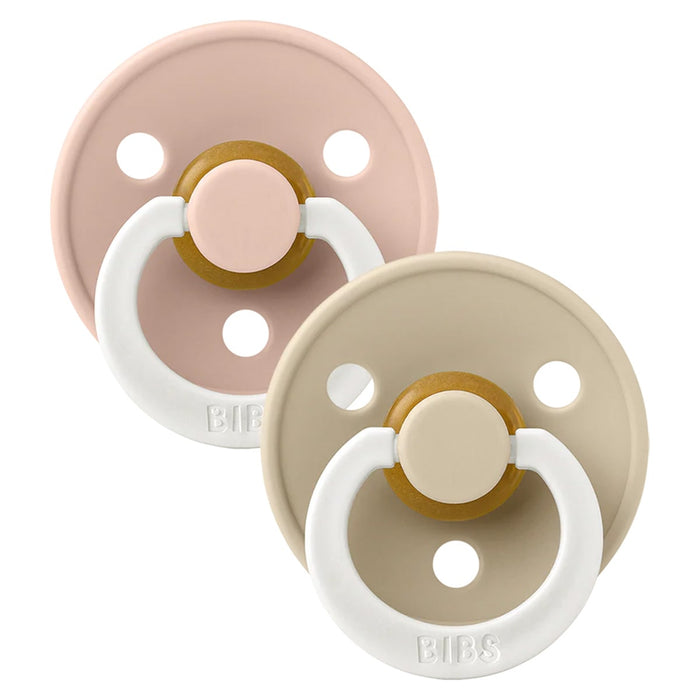 Bibs Original Natural Latex | ROUND Nipple Pacifiers | GLOW in the Dark | Night - 2 Pack