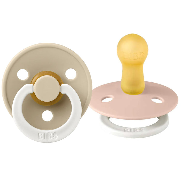 Bibs Original Natural Latex | ROUND Nipple Pacifiers | GLOW in the Dark | Night - 2 Pack