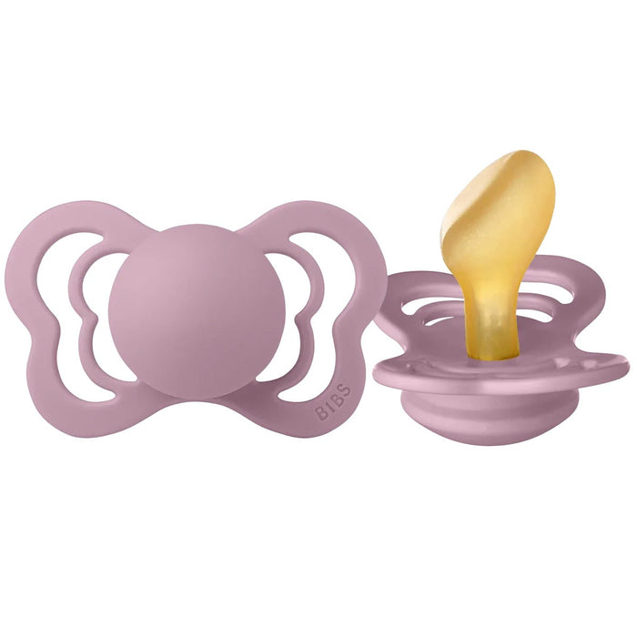 Bibs Couture Collection Natural LATEX Rubber Anatomical Nipple Pacifiers - 2 Pack