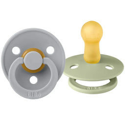 Bibs® - Bibs Natural Latex Rubber Pacifiers | ROUND Nipple | 2 COLORS in 1 Pack