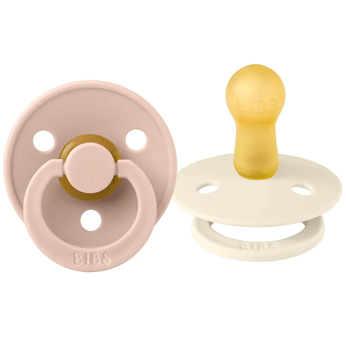 Bibs® - Bibs Natural Latex Rubber Pacifiers | ROUND Nipple | 2 COLORS in 1 Pack